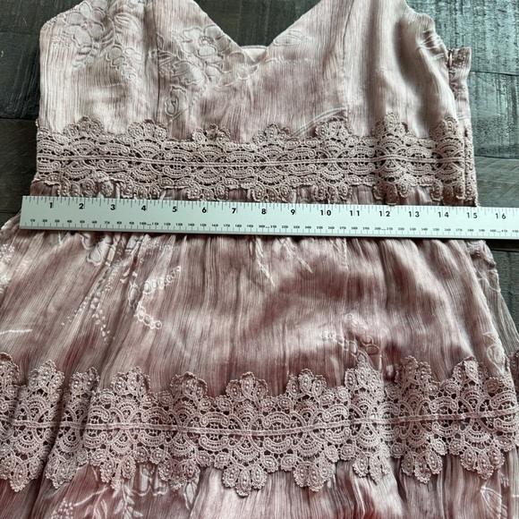 BHLDN Lace Maxi Dress Size 4 Purple Rose Gold Formal Dress Wedding Guest Elegant - Picture 4 of 15